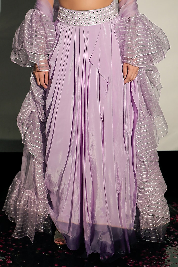 Mauve Crepe Draped Skirt Set by Jubinav Chadha at Pernia's Pop Up Shop