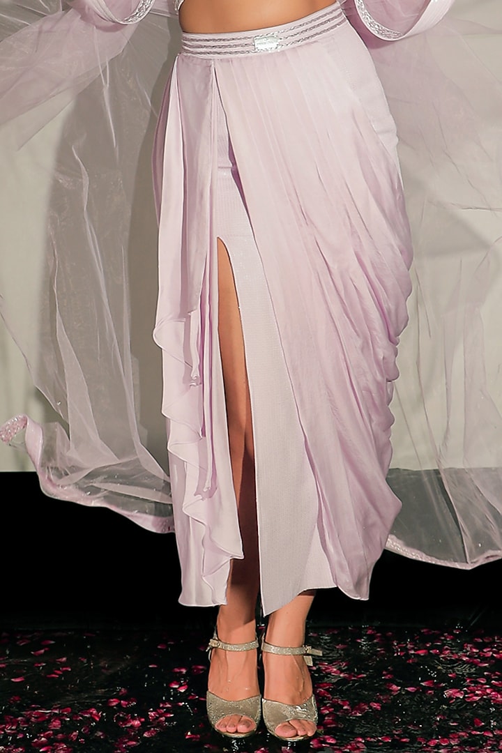 Lilac Sequins Skirt Set by Jubinav Chadha at Pernia's Pop Up Shop