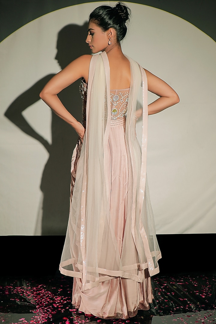 Champagne Gold Satin Skirt Set by Jubinav Chadha at Pernia's Pop Up Shop