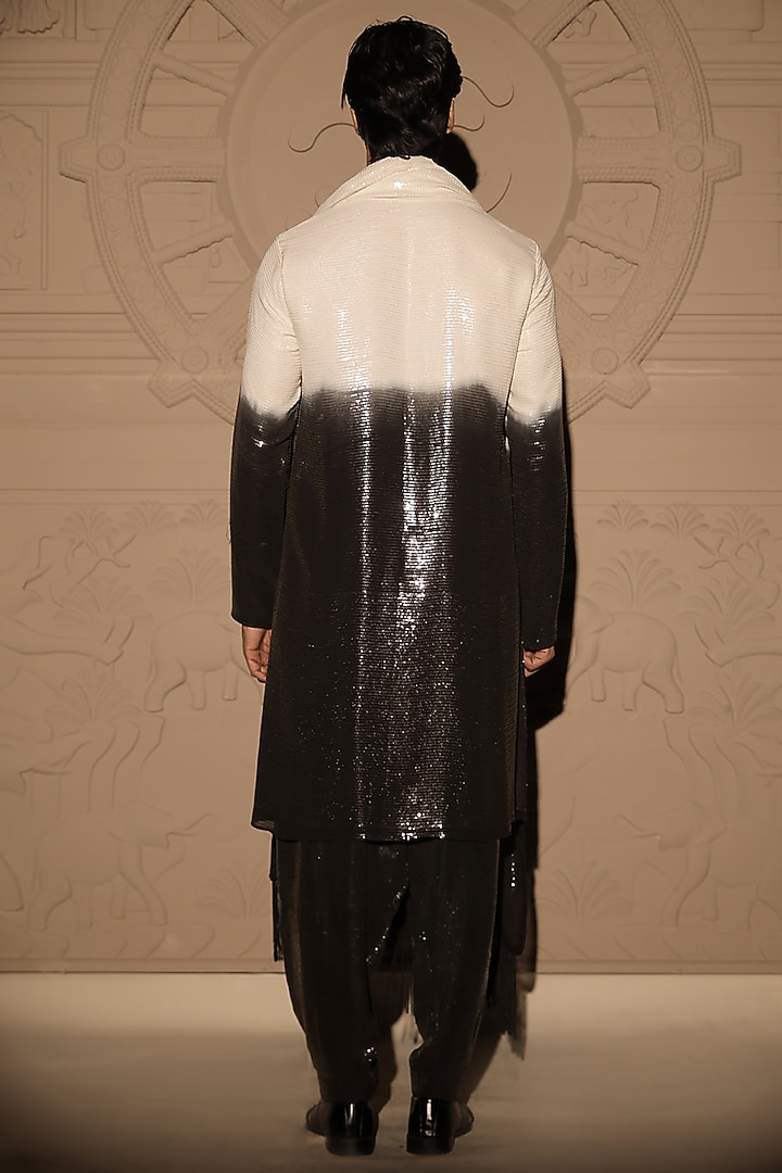 White Sequins Georgette Ombre Kurta Set by Jubinav Chadha Men at Pernia's Pop Up Shop