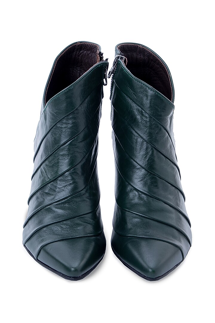 Green Italian Leather Heels by JUFT at Pernia's Pop Up Shop