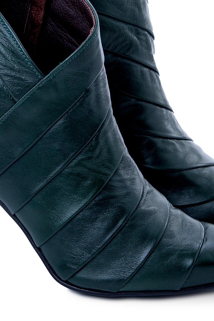 Green Italian Leather Heels by JUFT at Pernia's Pop Up Shop
