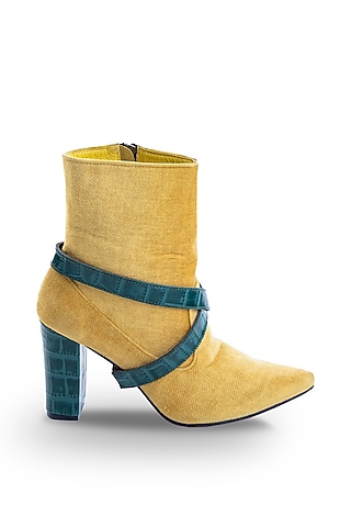 Yellow Soft Suede Heels by JUFT