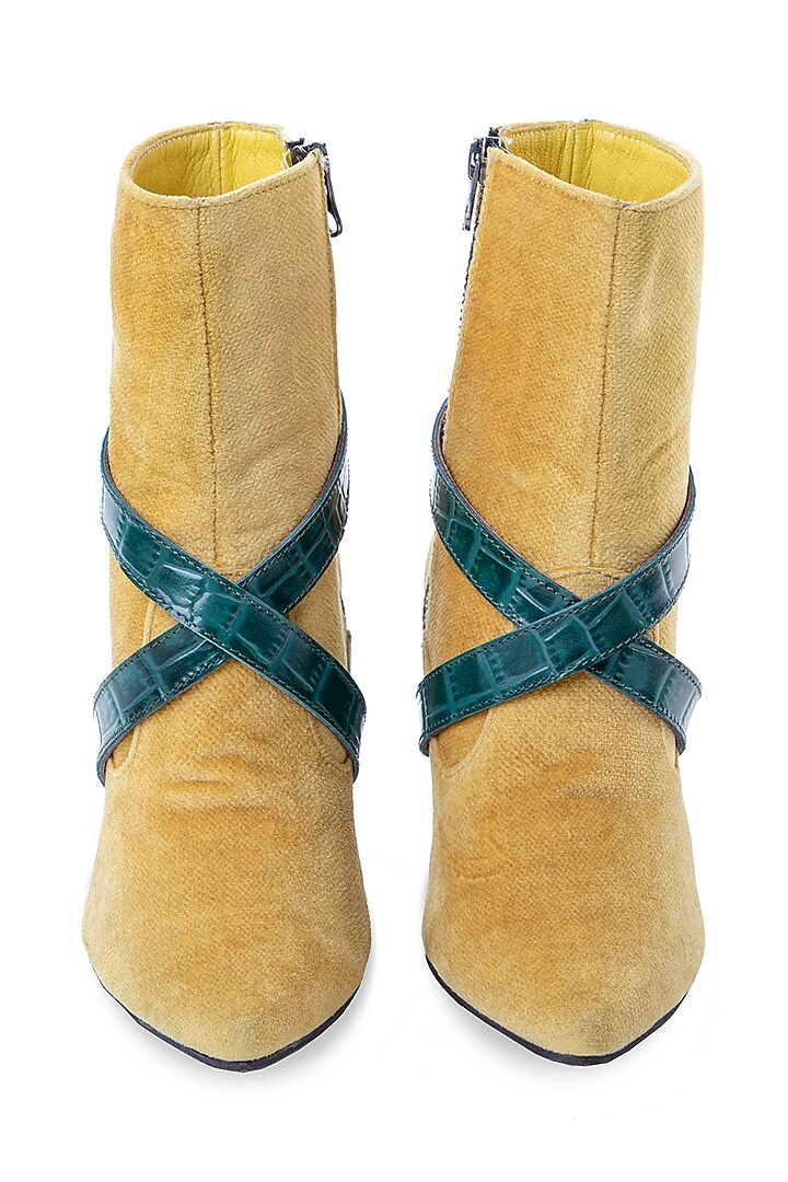 Yellow Soft Suede Heels by JUFT at Pernia's Pop Up Shop