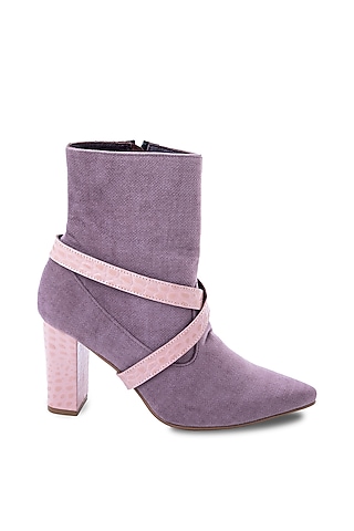 Purple Soft Suede Heels by JUFT