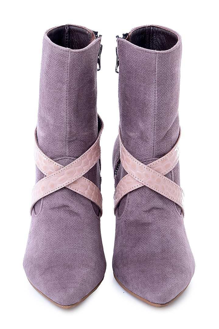 Purple Soft Suede Heels by JUFT at Pernia's Pop Up Shop