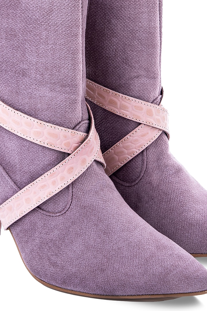 Purple Soft Suede Heels by JUFT at Pernia's Pop Up Shop
