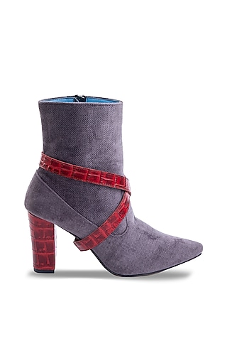 Grey Soft Suede Heels by JUFT