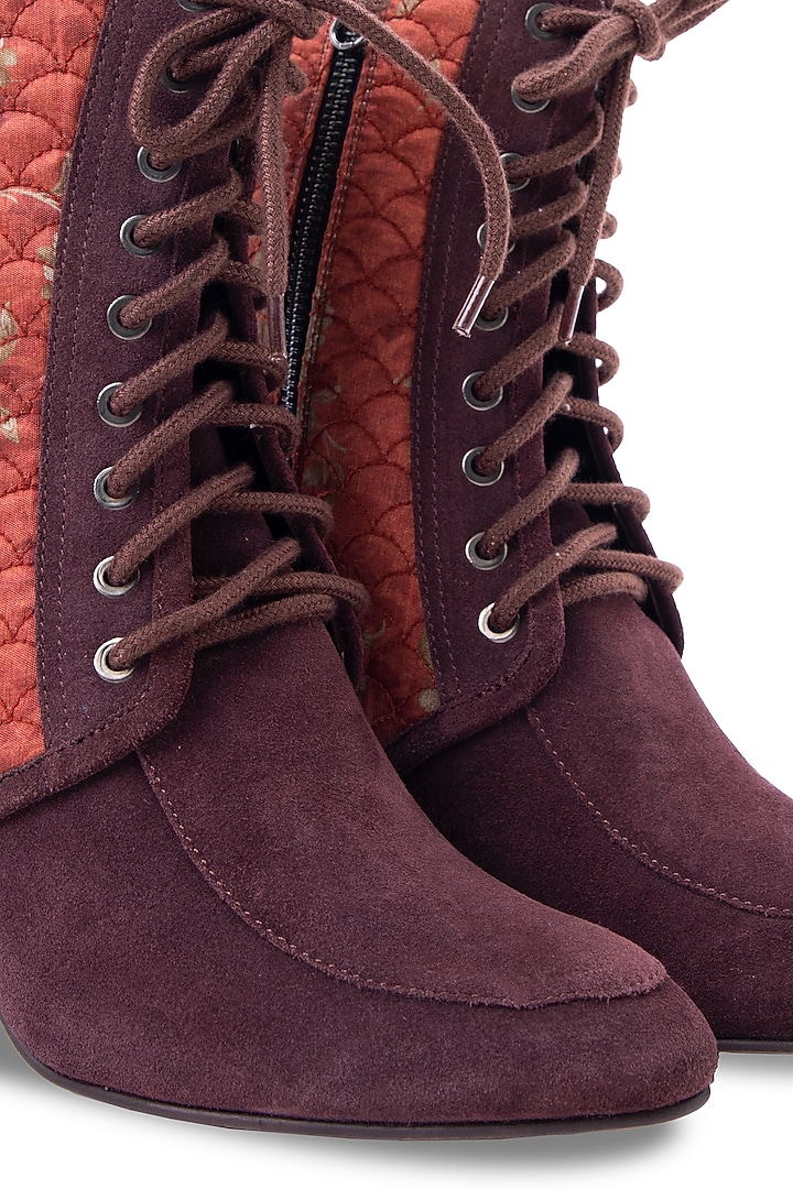 Brown Quilted Heels by JUFT at Pernia's Pop Up Shop