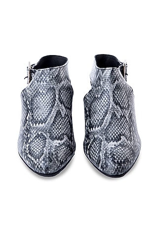 Black Python Printed Leather Heels by JUFT