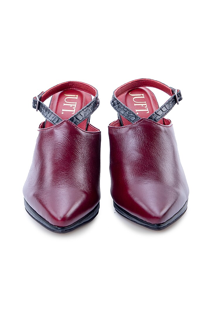 Red Italian Leather Heels by JUFT at Pernia's Pop Up Shop