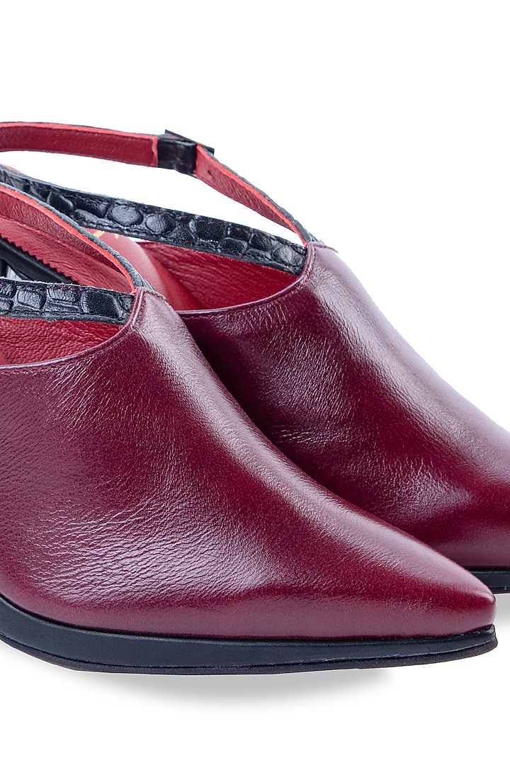 Red Italian Leather Heels by JUFT at Pernia's Pop Up Shop