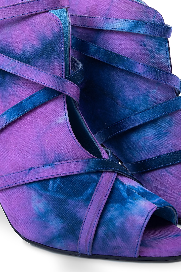 Purple Satin Tie-Dye Heels by JUFT at Pernia's Pop Up Shop