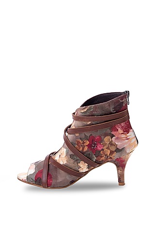 Brown Cotton Heels by JUFT