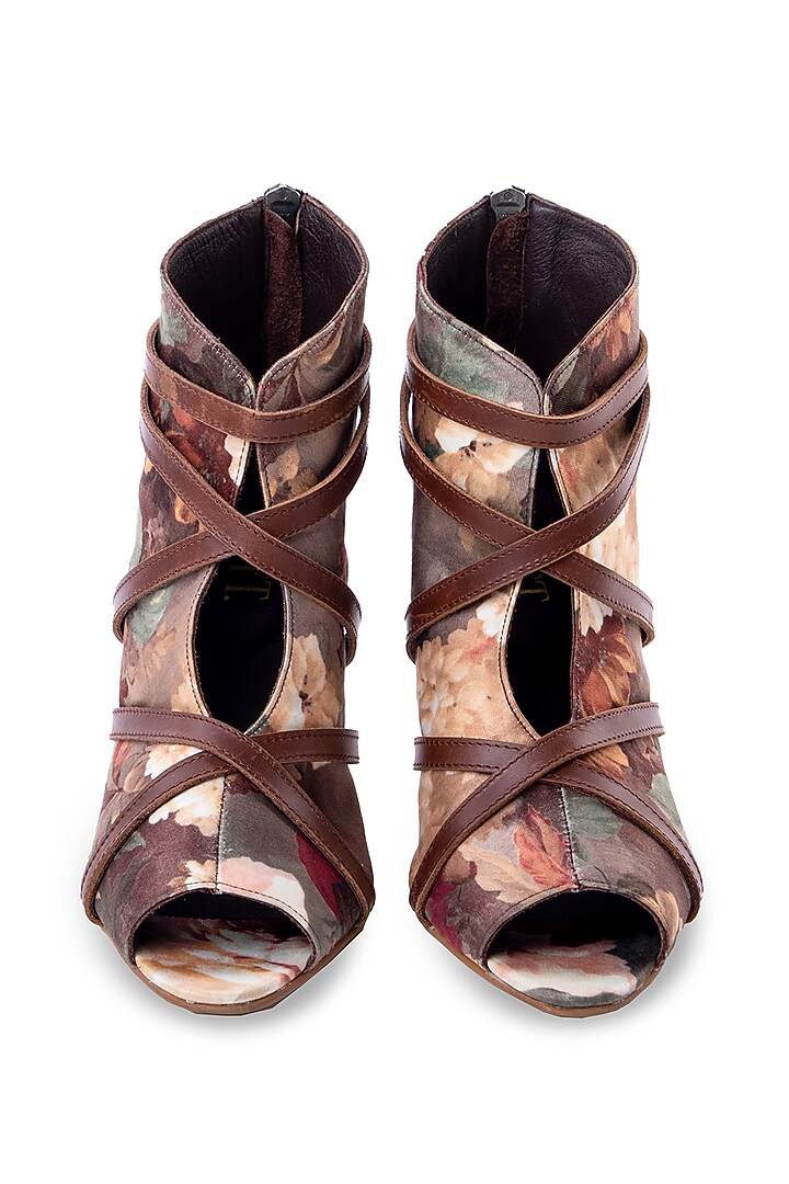 Brown Cotton Heels by JUFT at Pernia's Pop Up Shop