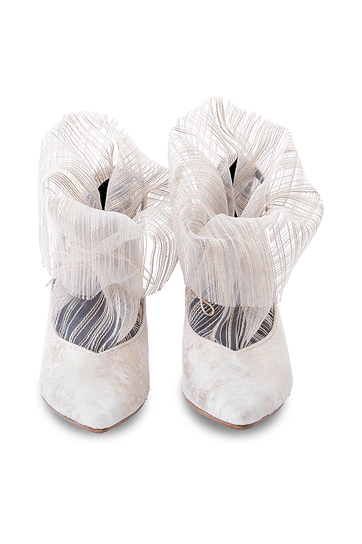White Velvet Heels by JUFT at Pernia's Pop Up Shop