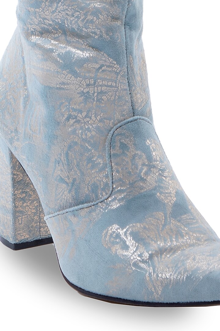 Blue Printed Thigh-High Heels by JUFT at Pernia's Pop Up Shop