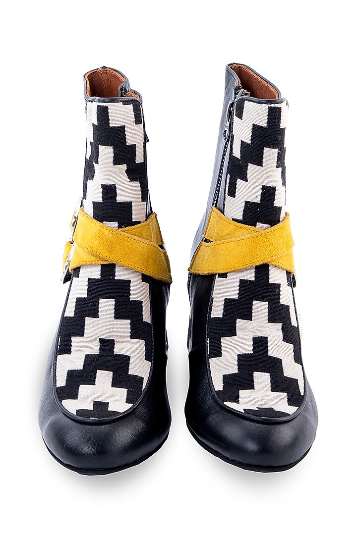 Black Indian Leather Heels by JUFT at Pernia's Pop Up Shop