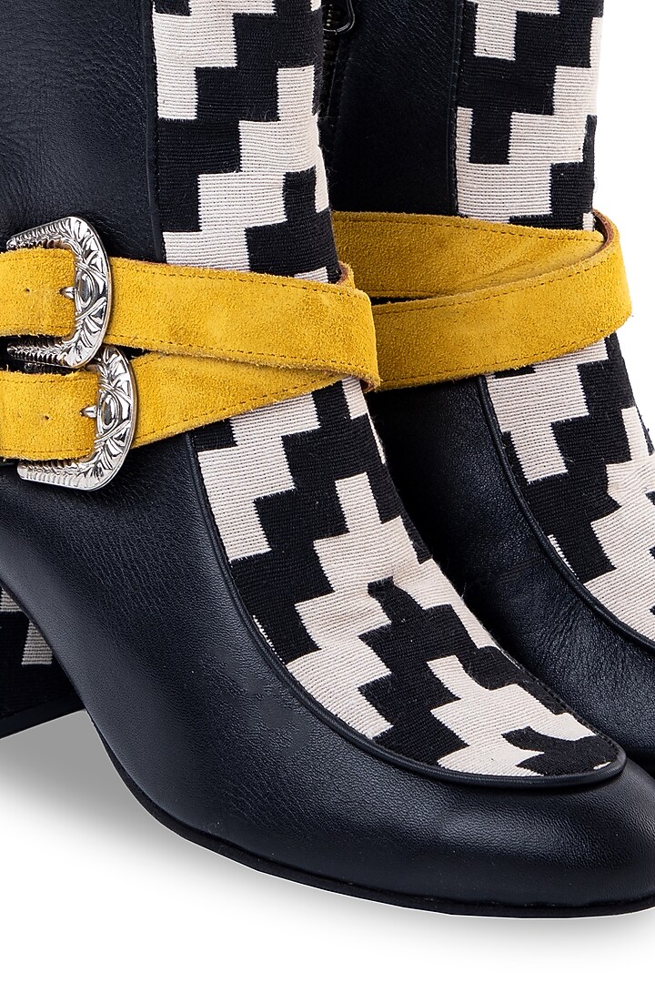 Black Indian Leather Heels by JUFT at Pernia's Pop Up Shop