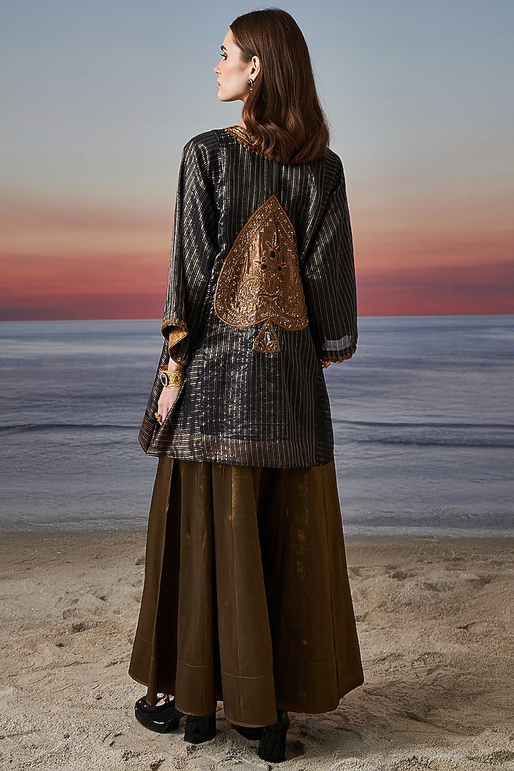 Bronze Tissue Party Wear Sharara Set by JUGGNI at Pernia's Pop Up Shop