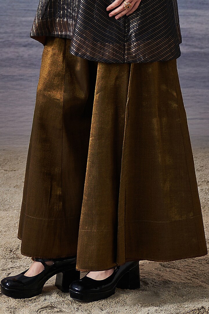 Bronze Tissue Party Wear Sharara Set by JUGGNI at Pernia's Pop Up Shop