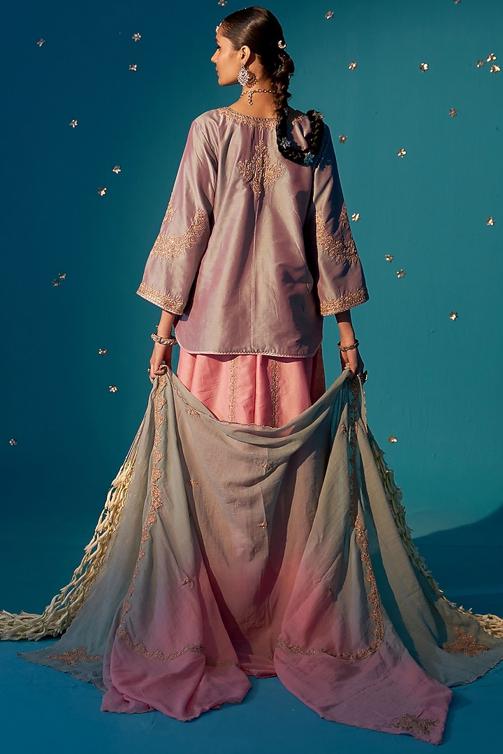Pink Chanderi Party Wear Sharara Set by JUGGNI at Pernia's Pop Up Shop