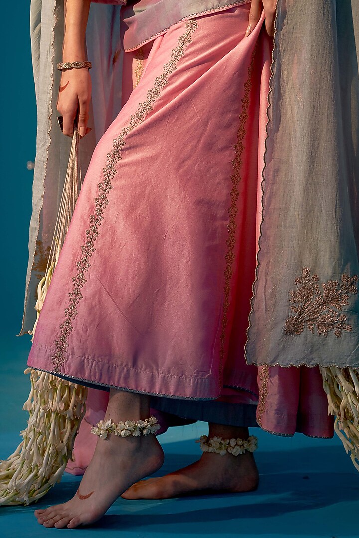 Pink Chanderi Party Wear Sharara Set by JUGGNI at Pernia's Pop Up Shop