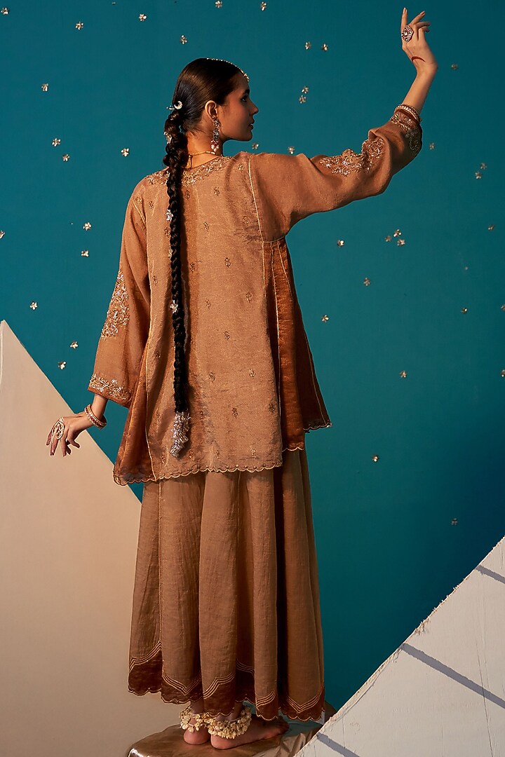 Antique Tissue Dabka Embroidered Choga Kurta Set by JUGGNI at Pernia's Pop Up Shop