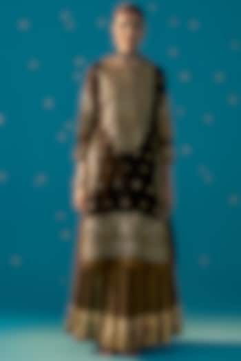 Black Tissue Wedding Sharara Set by JUGGNI at Pernia's Pop Up Shop