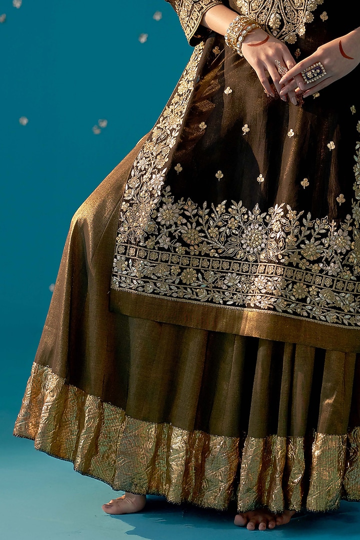 Black Tissue Wedding Sharara Set by JUGGNI at Pernia's Pop Up Shop
