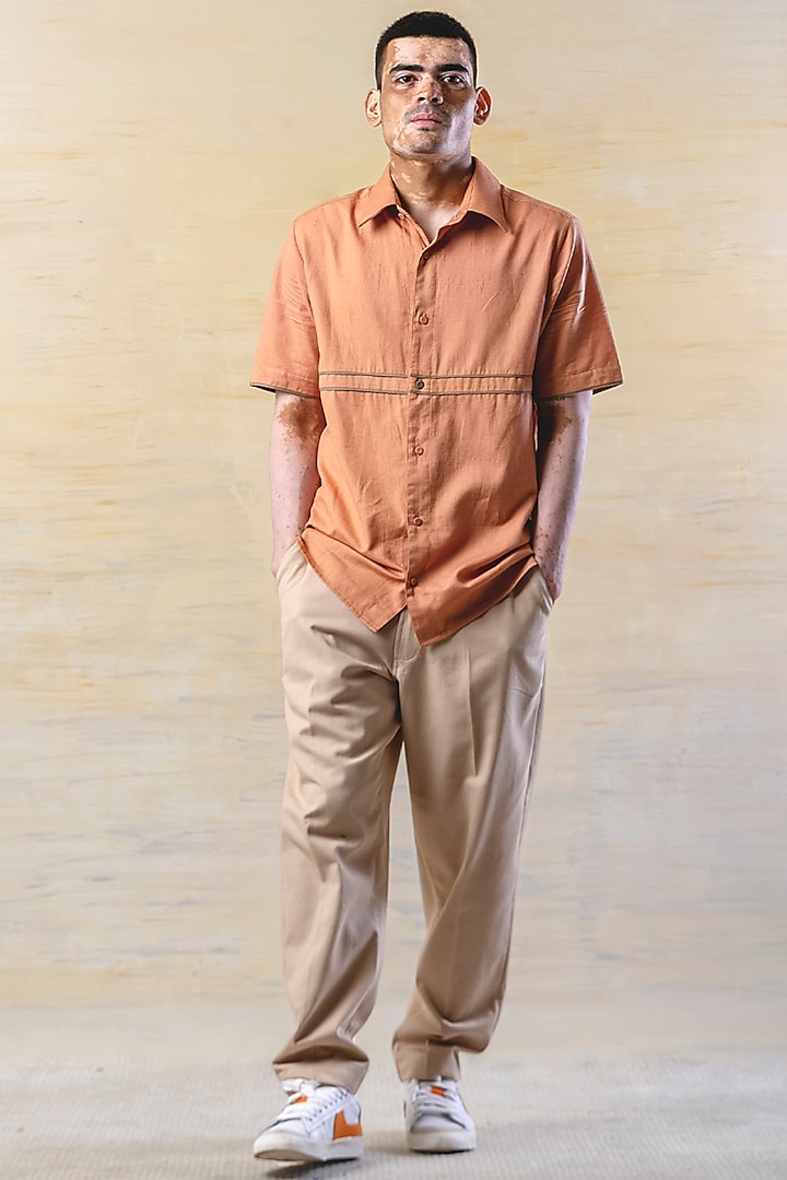 Peach Cotton Shirt by JUNE20 CLOTHING
