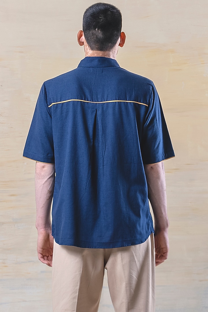 Navy Blue Cotton Summer Shirt by JUNE20 CLOTHING at Pernia's Pop Up Shop
