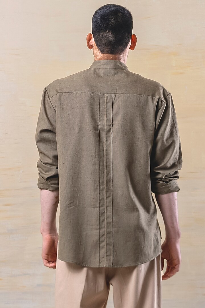 Olive Green Cotton Summer Shirt by JUNE20 CLOTHING at Pernia's Pop Up Shop