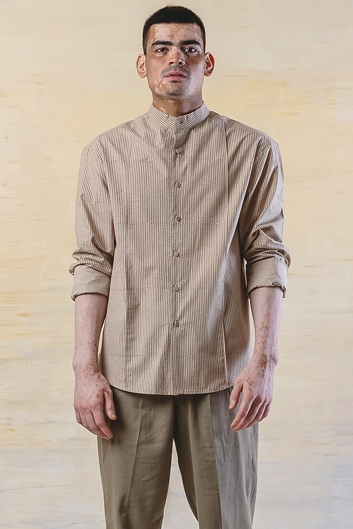 Beige Printed Summer Shirt by JUNE20 CLOTHING at Pernia's Pop Up Shop