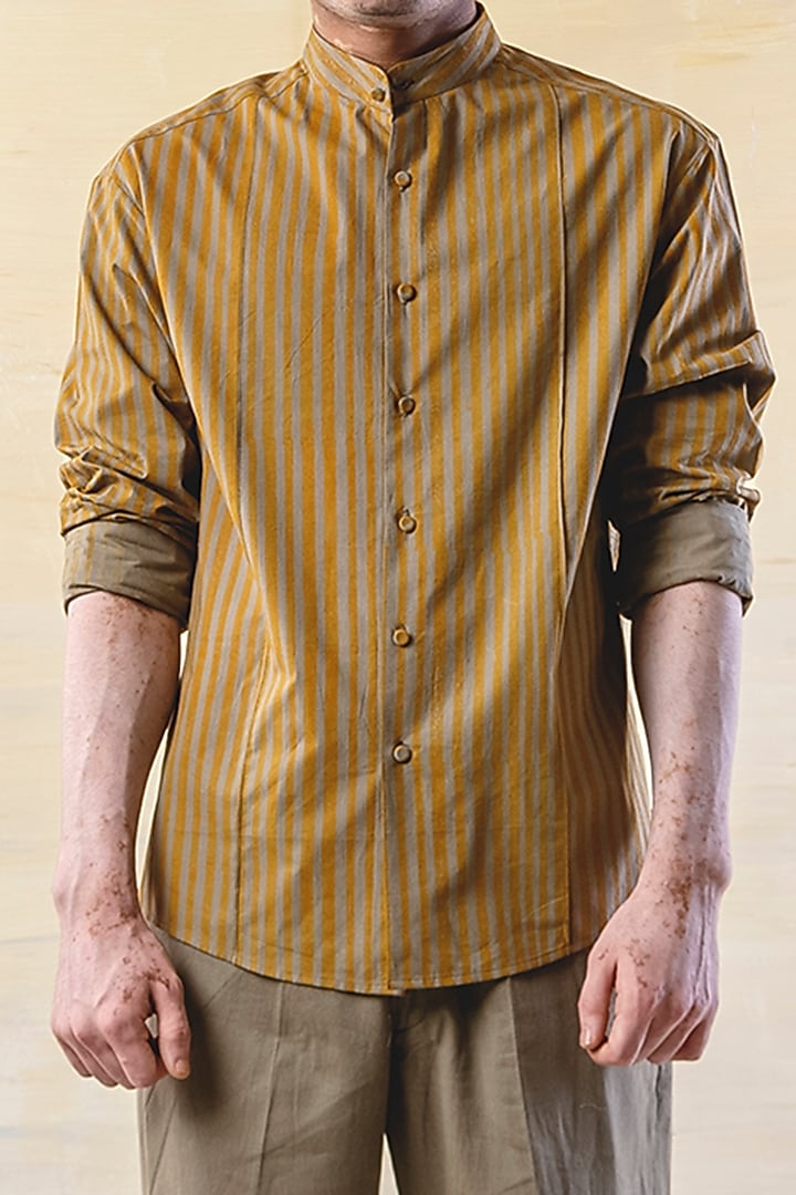 Olive Green Printed Summer Shirt by JUNE20 CLOTHING at Pernia's Pop Up Shop