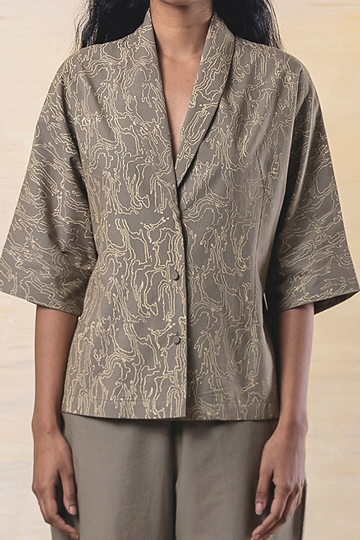 Olive Green Cotton Pant Set by June 20 at Pernia's Pop Up Shop
