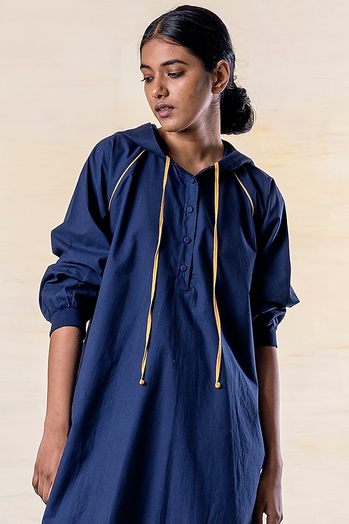 Navy Blue Cotton Tunic Set by June 20 at Pernia's Pop Up Shop
