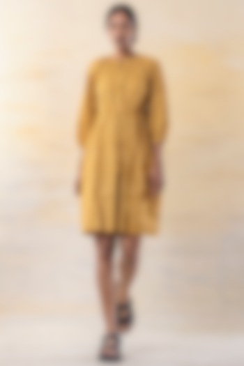 Mustard Block Printed Dress by June 20