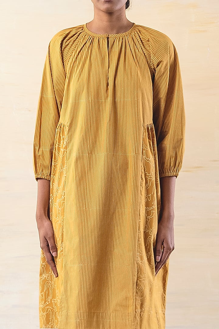 Mustard Block Printed Summer Dress by June 20 at Pernia's Pop Up Shop