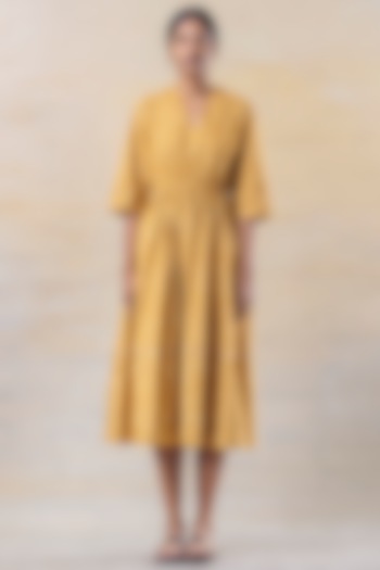 Mustard Hand Block Printed Dress by June 20