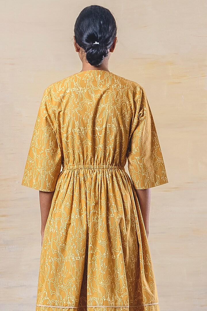 Mustard Hand Block Printed Summer Dress by June 20 at Pernia's Pop Up Shop