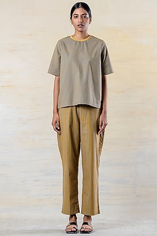 Olive & Mustard Cotton Co-Ord Set by June 20