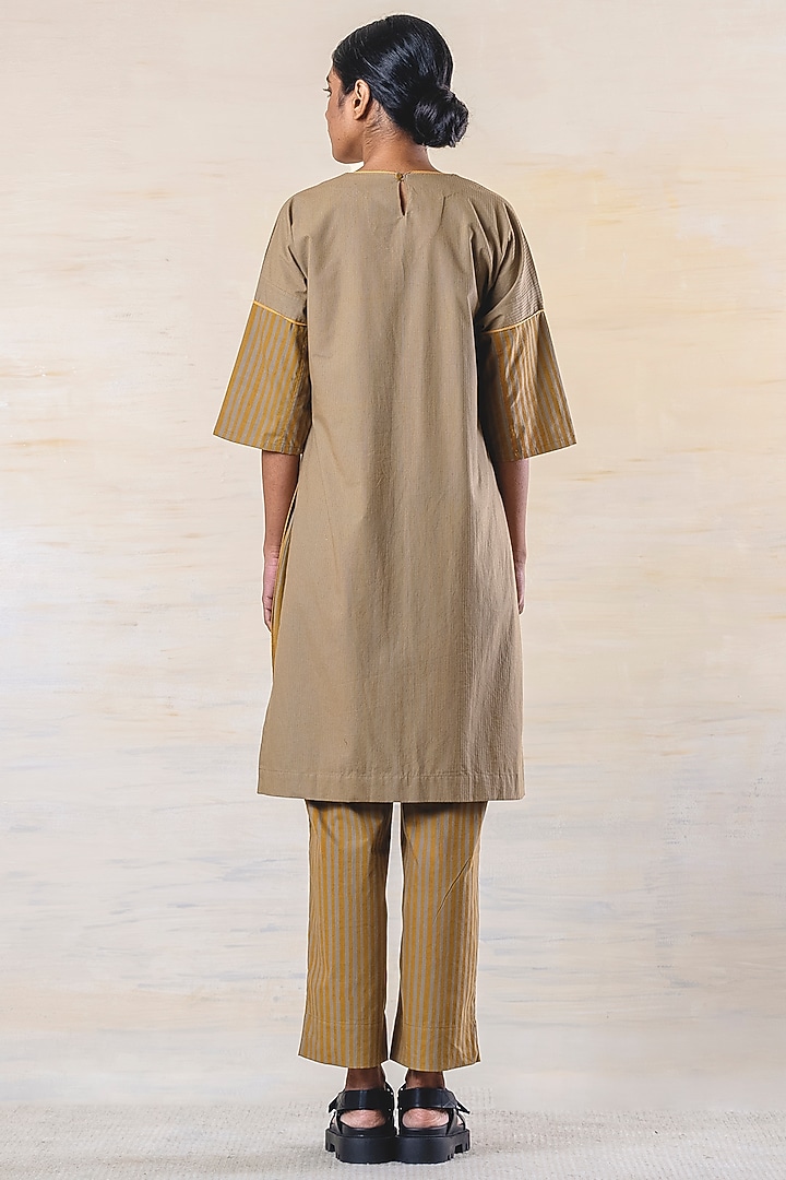 Olive & Mustard Cotton Kurta Set by June 20 at Pernia's Pop Up Shop