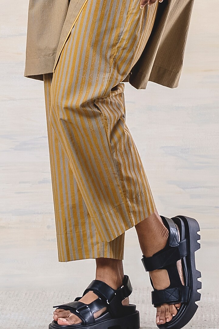 Olive & Mustard Cotton Kurta Set by June 20 at Pernia's Pop Up Shop