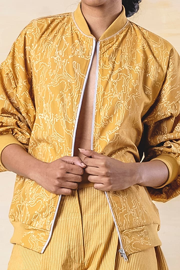 Mustard Block Printed Jacket by June 20 at Pernia's Pop Up Shop