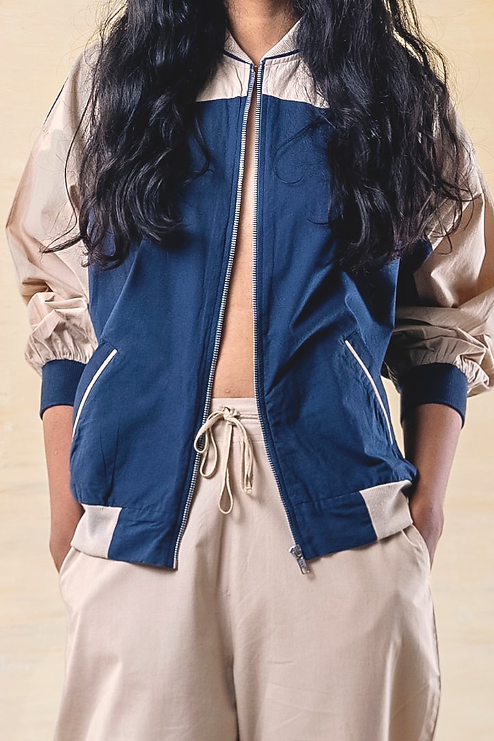 Navy Blue Cotton Jacket by June 20 at Pernia's Pop Up Shop