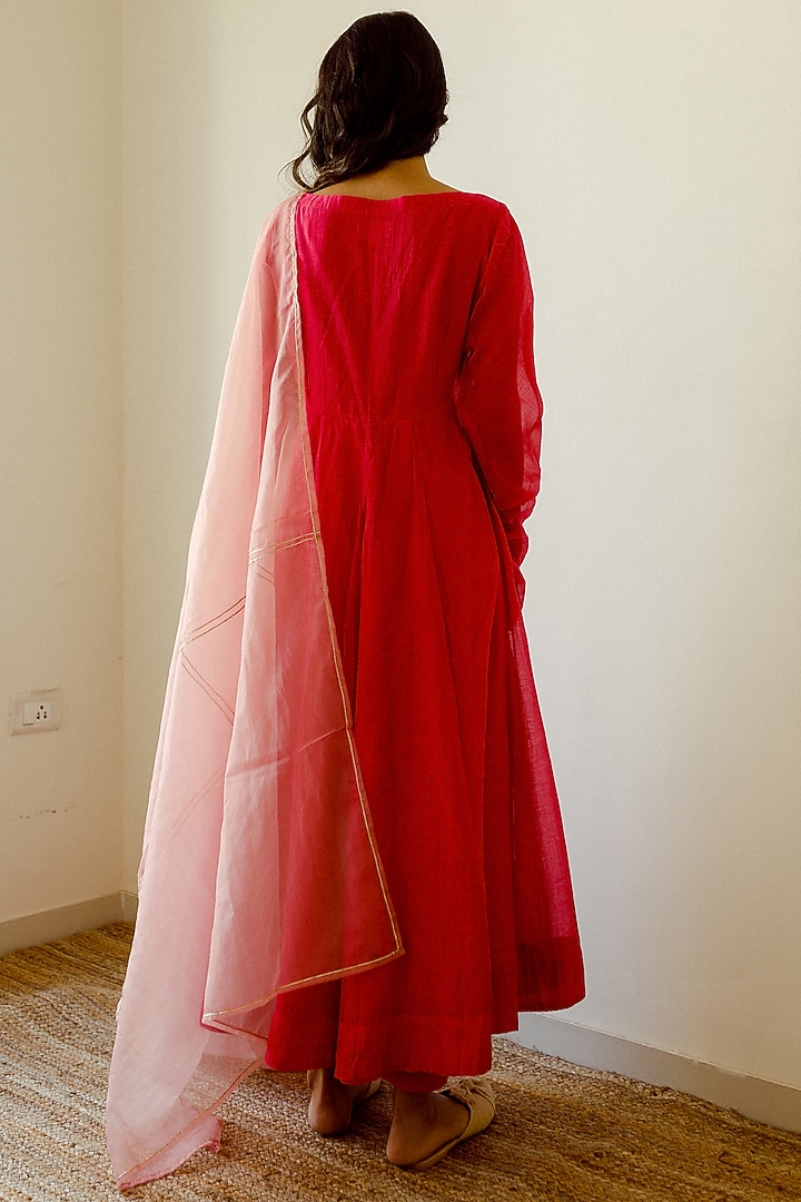 Pink Hand Embroidered Party Wear Anarkali Set by Juanita by Shubhda at Pernia's Pop Up Shop