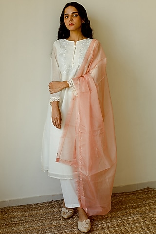 Ivory Embroidered Anarkali Set by Juanita by Shubhda