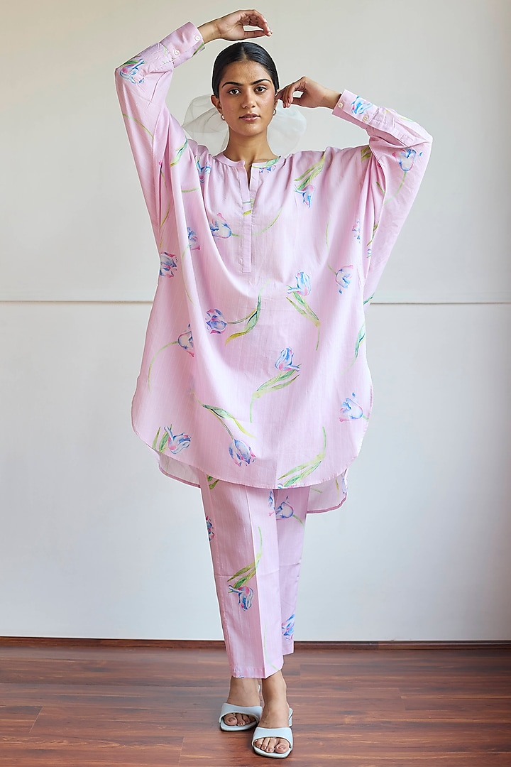 Lilac Cotton Tulip Printed Co-Ord Set by Juanita by Shubhda at Pernia's Pop Up Shop