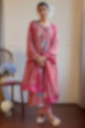 Pink Rose Handwoven Chanderi Kurta Set by Juanita by Shubhda at Pernia's Pop Up Shop